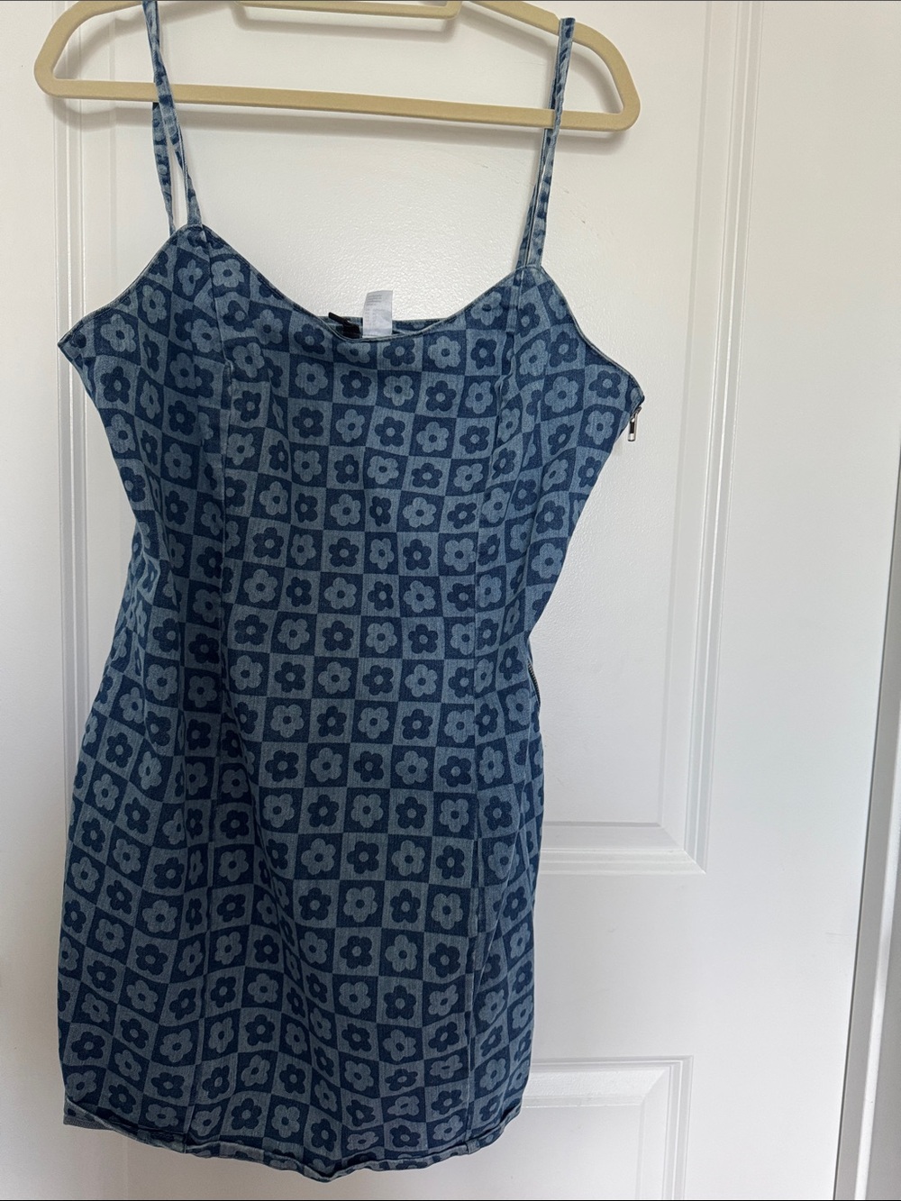 Blue Floral Check Floral Slip Dress